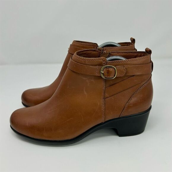 Clarks Women's Malia Hawthorn Brown Leather Ankle Booties Size 10 - Picture 6 of 13